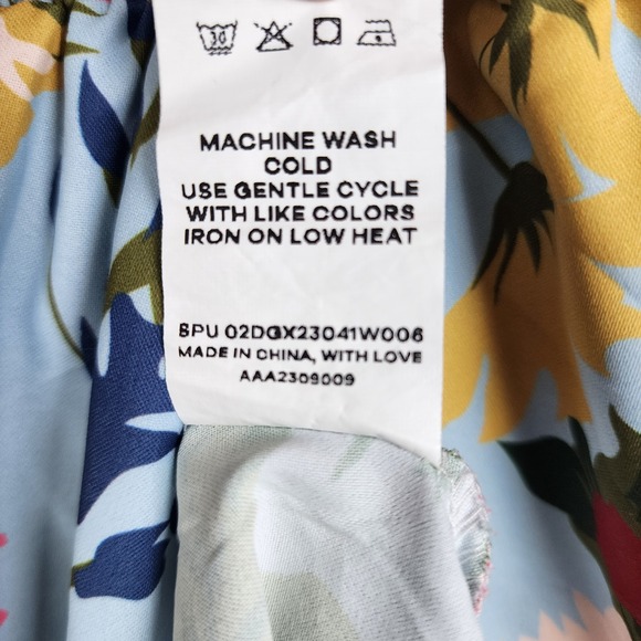 BloomChic Floral Maxi Dress Women Size 18-20 Blue Smocked Square Neck Pockets - Picture 9 of 10